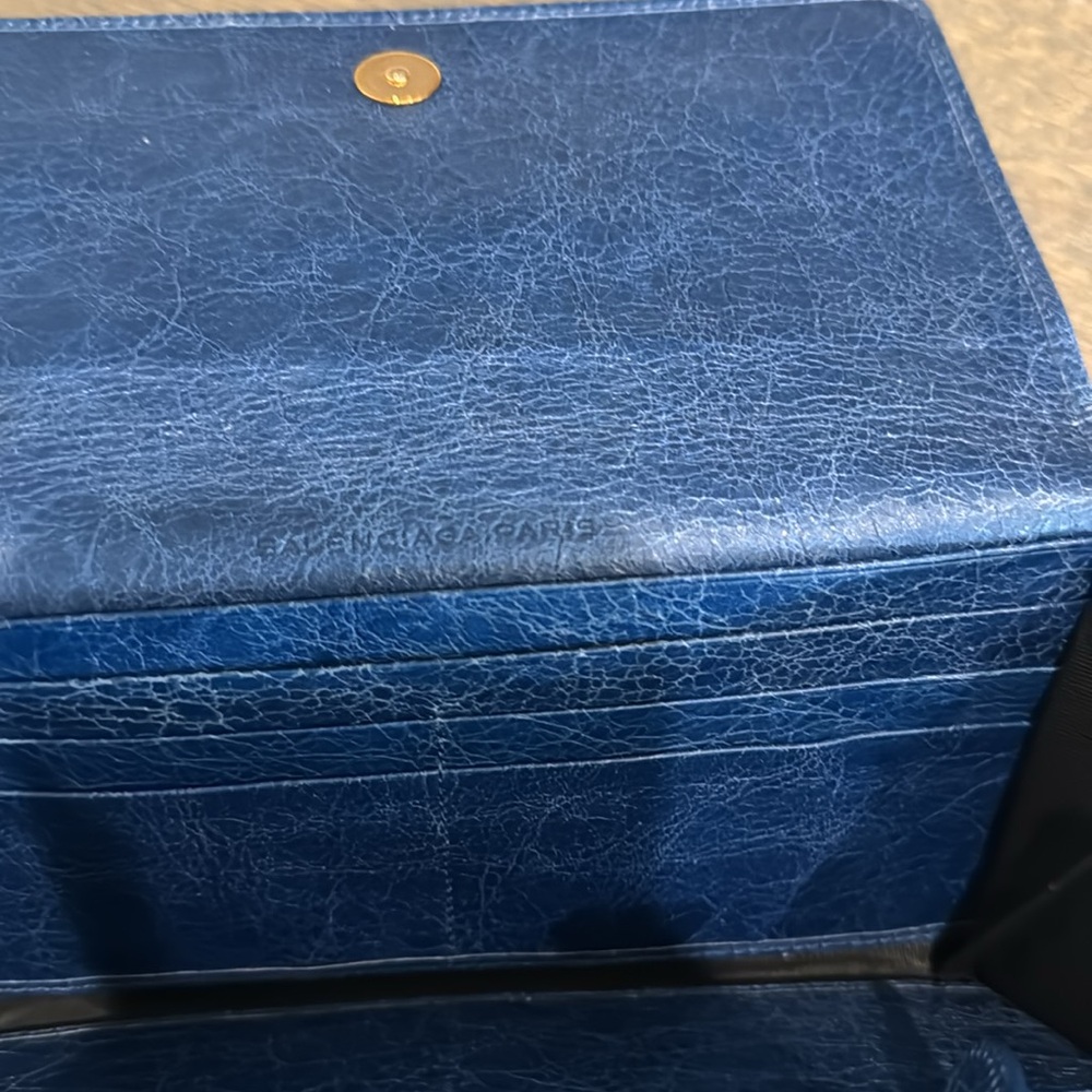 Balenciaga Blue Textured Wallet with Buckle Accents - Picture 4 of 5